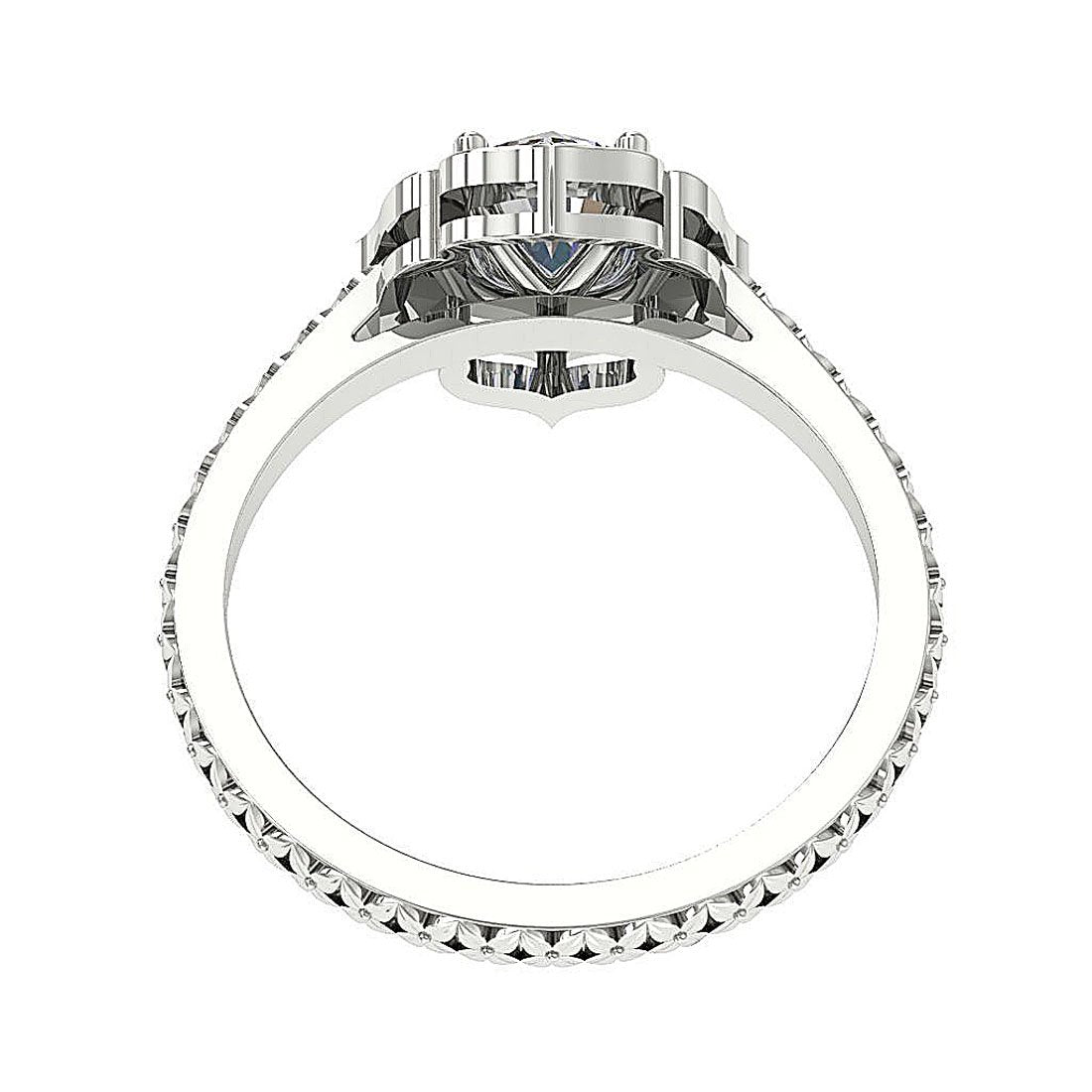 I1 G 1.15 Ct Halo Solitaire Anniversary Ring Round Diamond Prong Set 14k White Gold 11.00 MM