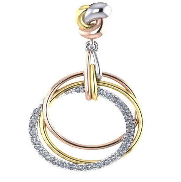 Round Diamond SI1/I1 G 0.30 Carat Designer Knot Pendant 14k/18k Multi Tone Gold