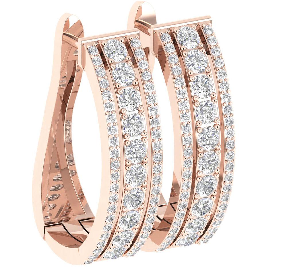 Large Hoops Engagement Earrings Natural Diamond VS1/SI1/I1 2.20Ct 18k/14k Solid Gold Prong Set