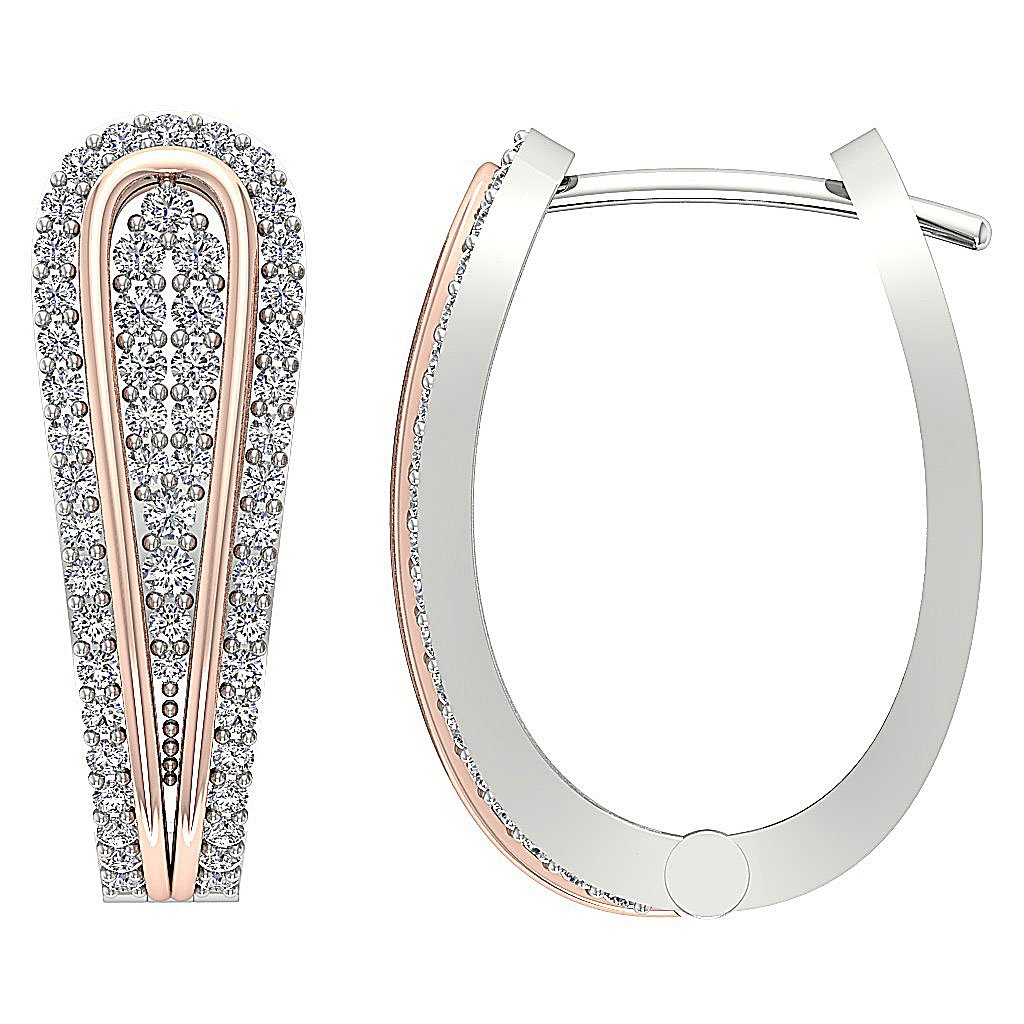 Large Hoop Wedding Earrings Genuine Diamond SI1/I1 G 1.10 Ct 18k/14k Yellow Gold Prong Set