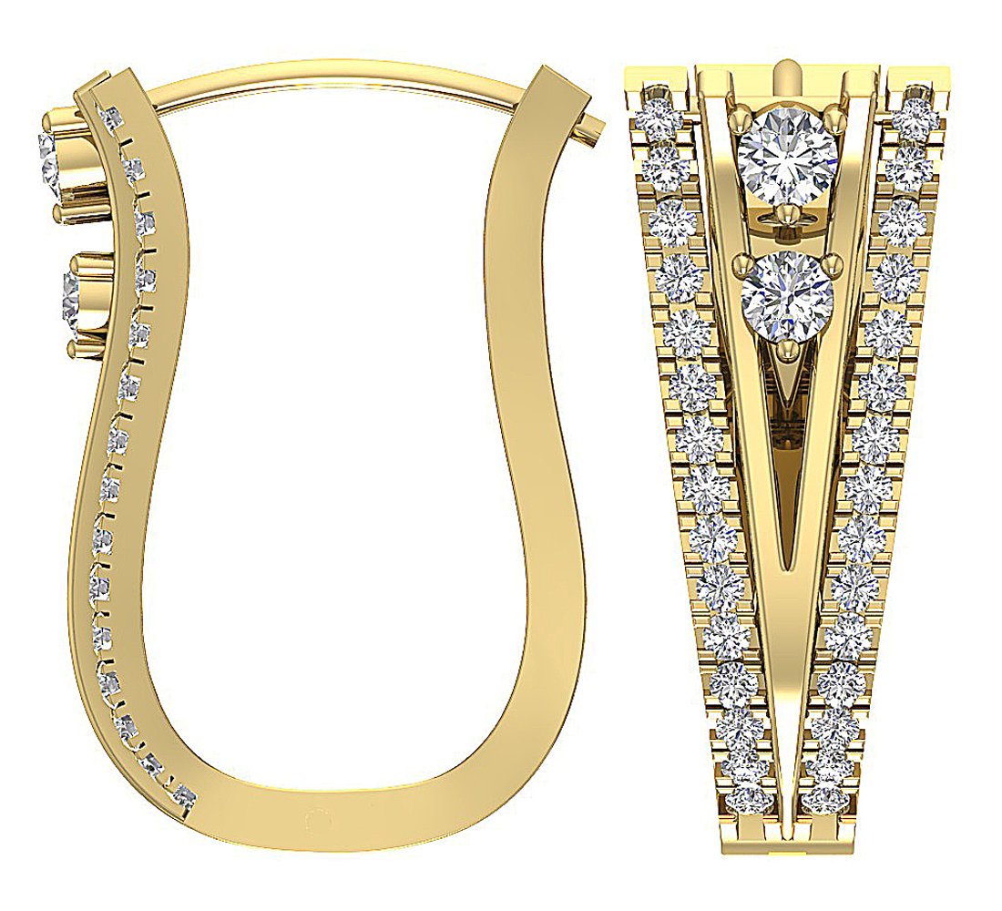 VS1/SI1/I1 G 1.00 Ct Large Hoop Engagement Earrings Natural Diamond 18k/14k White Yellow Rose Gold Prong Set