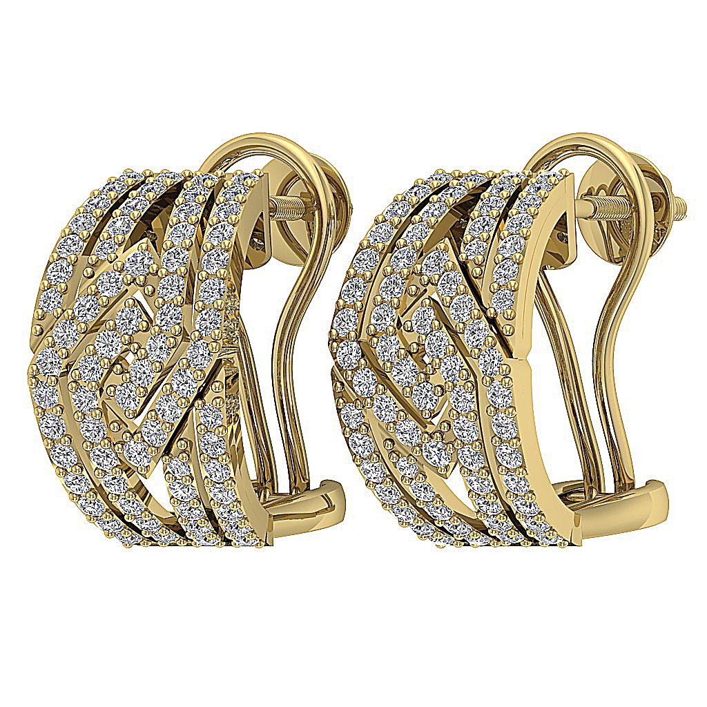 VVS1/VS1/SI1/I1 1.50 Ct Large Hoop Anniversary Earrings Round Diamond 18k/14k White Yellow Rose Gold Prong Set