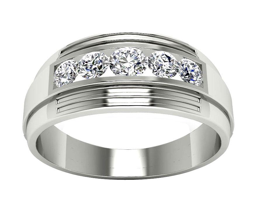 14k Solid Gold Mens Anniversary Ring SI1/I1 G 1.10Ct Natural Diamond Channel Set Width 8.50MM
