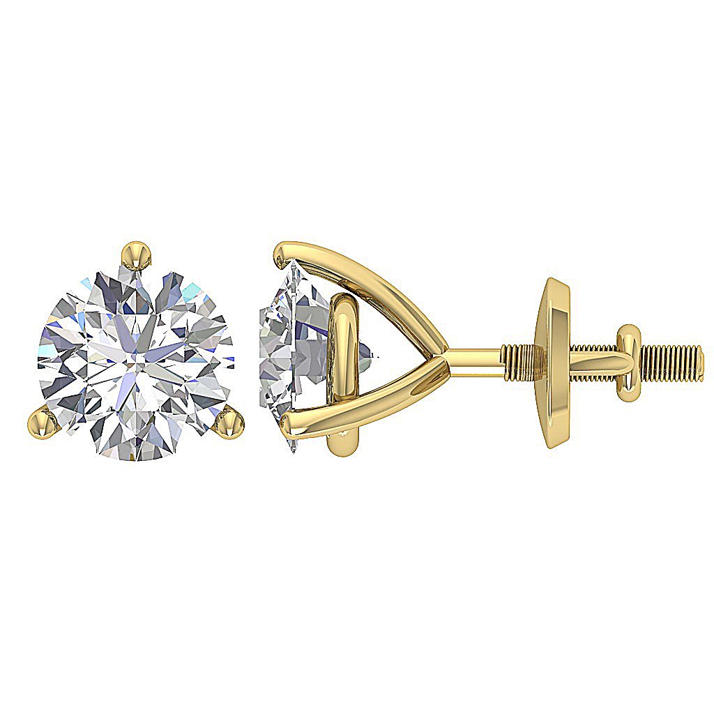 14k/18k Solid Gold I1 G 1.70 Ct Solitaire Studs Earrings Natural Round Diamonds Martini Prong Set 6.20 MM