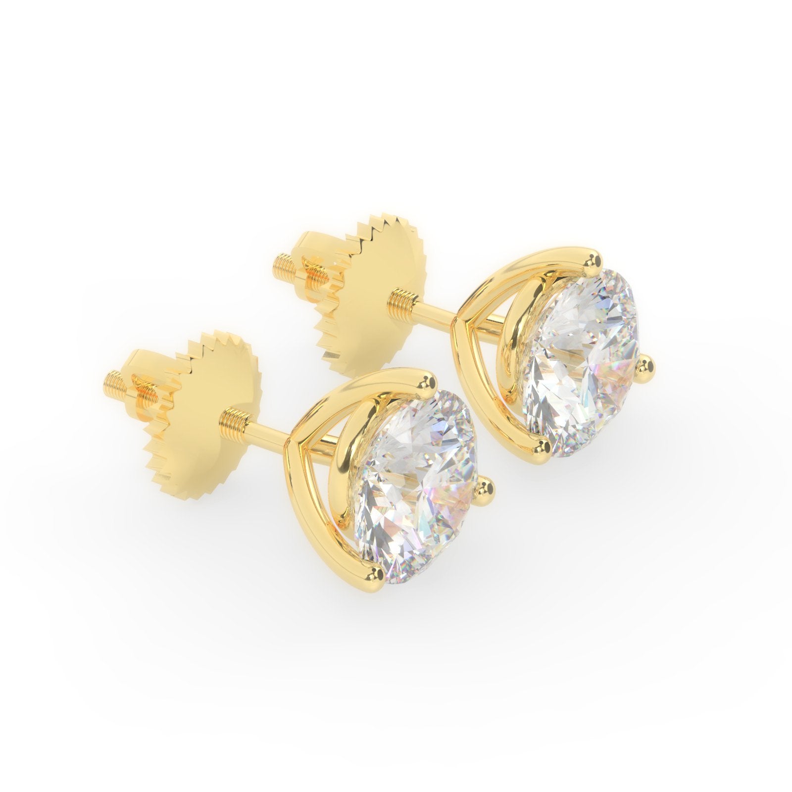 14k/18k Gold Natural Diamonds Solitaire Studs Earrings SI1 G 1.01 Ct Martini Prong Set