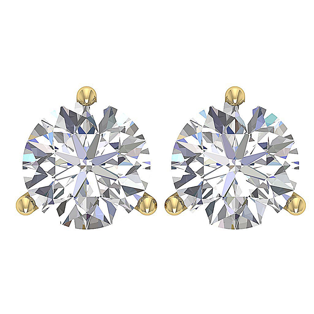 14k/18k Solid Gold I1 G 1.70 Ct Solitaire Studs Earrings Natural Round Diamonds Martini Prong Set 6.20 MM