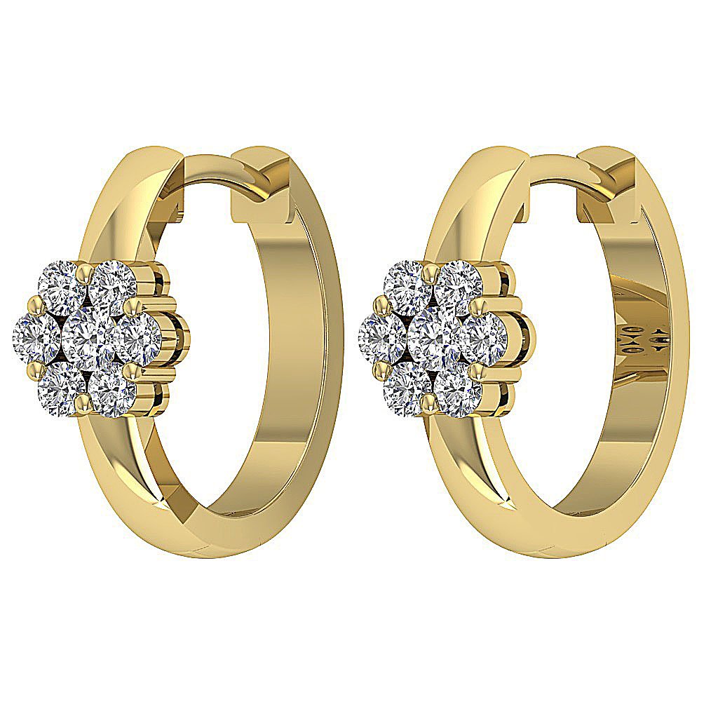 Medium Hoop Anniversary Earrings Round Diamond VVS1/VS1/SI1/I1 0.50 Ct 18k/14k Solid Gold Prong Set