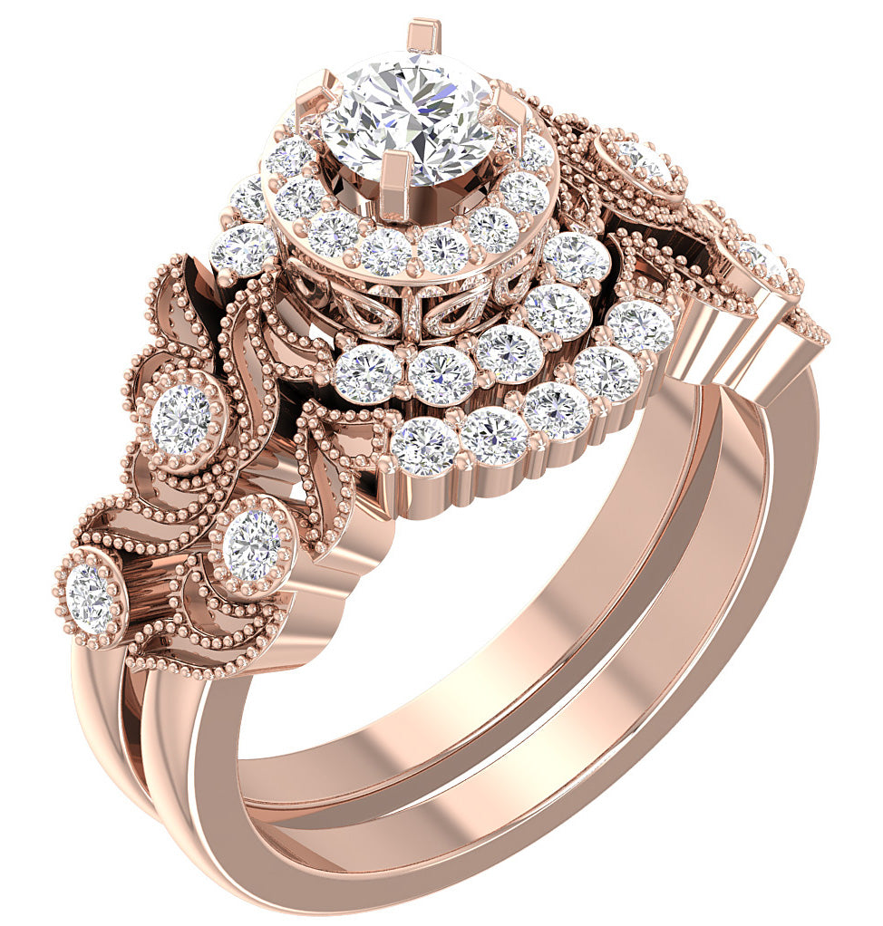 Diamond For Good Wedding Band Sets For Women SI1 G 1.20 Ct Natural Diamond Gold