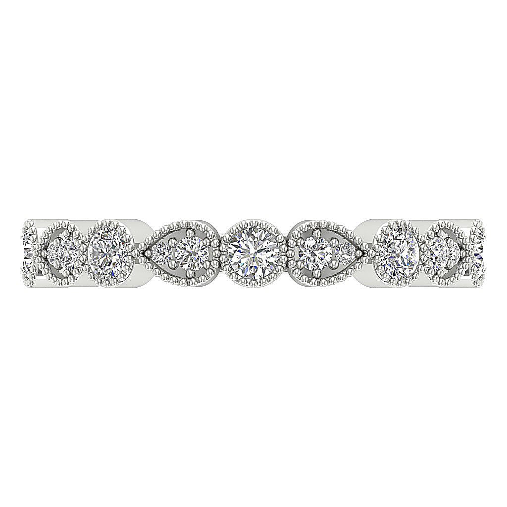 Wedding 14K Solid Gold Milgrain Prong Set Ring SI1 G 0.50 Ct Genuine Diamond 3.45MM