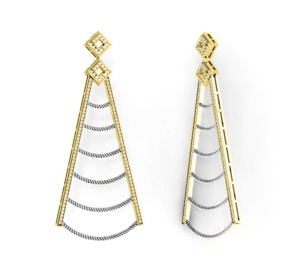 Prong Set Chandelier Engagement Earrings Natural Diamond SI1/I1 G 1.10 Ct 18k/14k White Yellow Rose Gold