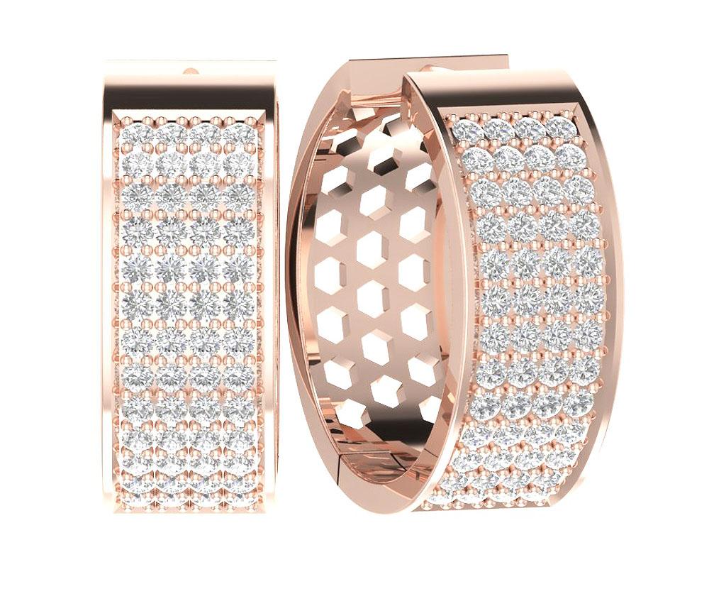 Natural Diamond Large Hoop Engagement Earrings VVS1/VS1/SI1/I1 1.25 Ct 18k/14k White Gold Prong Set
