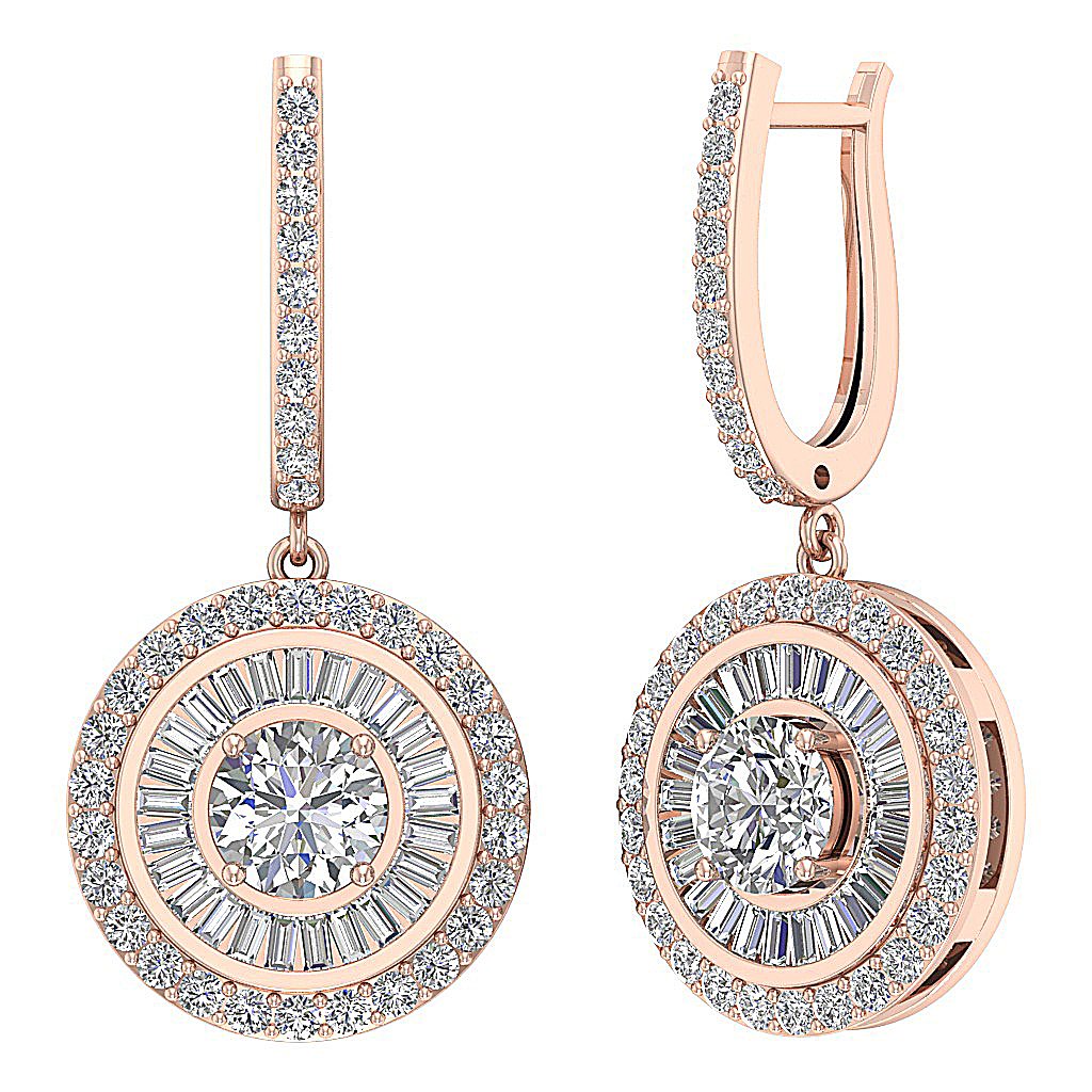Chandelier Wedding Earring Genuine Diamond I1 G 3.40 Ct 14k Solid Gold Prong Channel Set