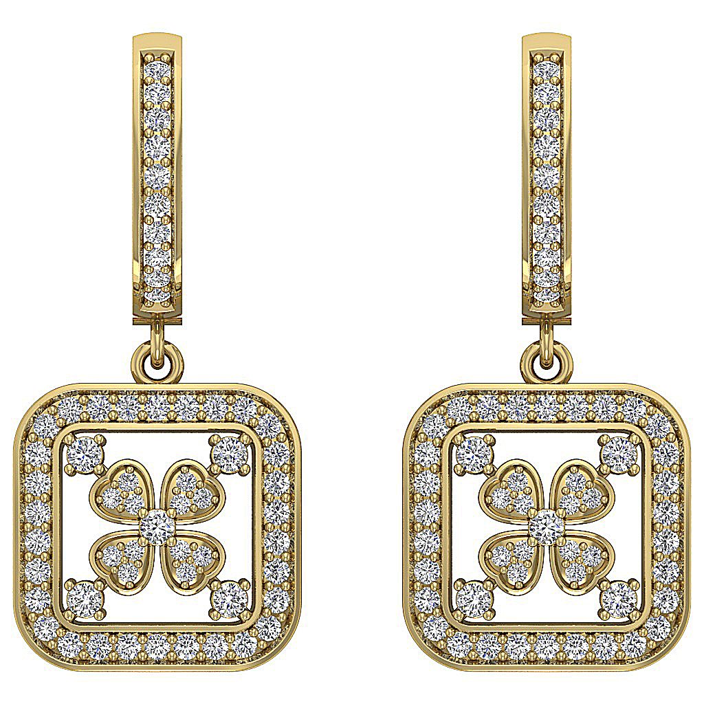 Prong Set Dangle Wedding Earrings Genuine Diamond VVS1/VS1/SI1/I1 G 1.50 Ct 18k/14k White Yellow Rose Gold