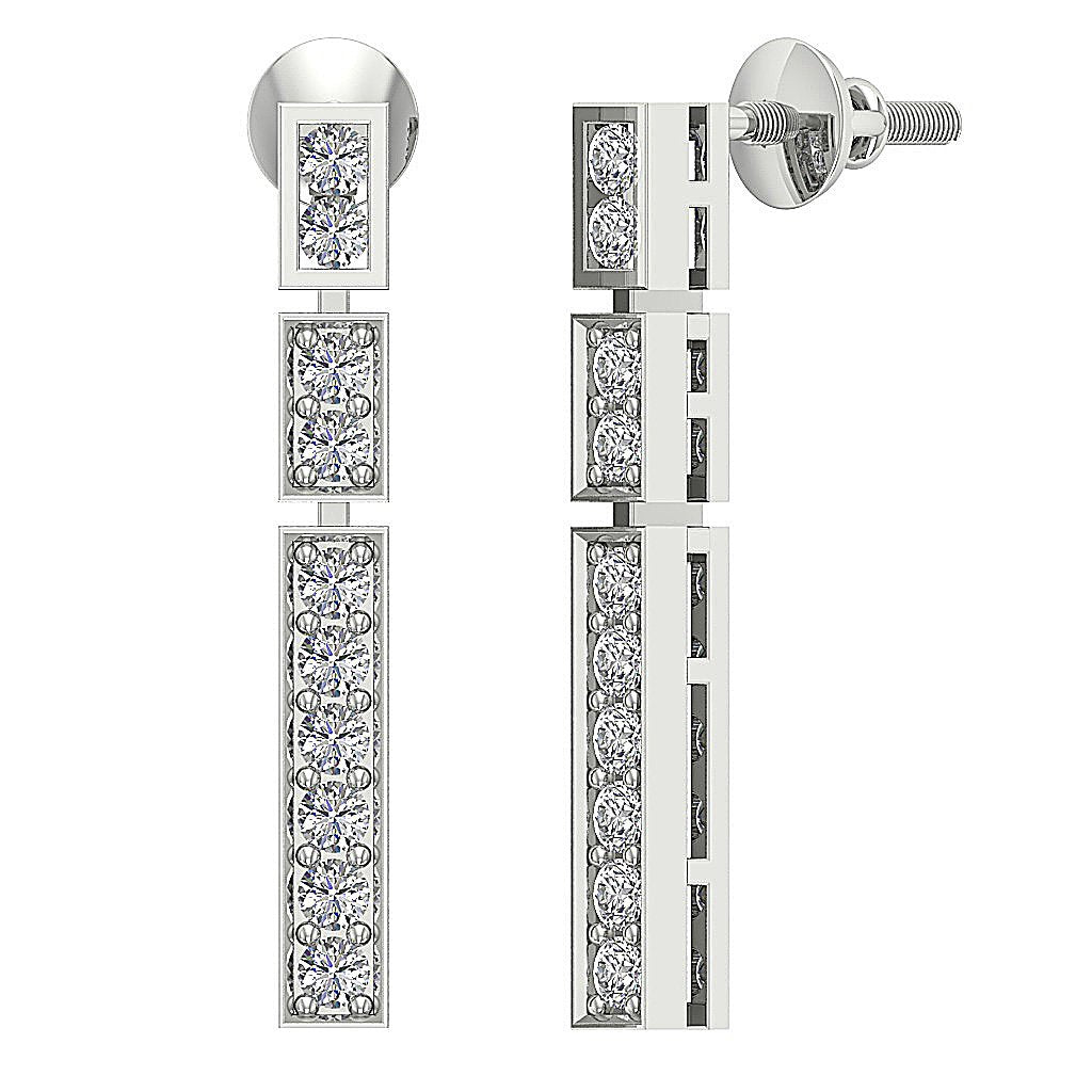 SI1/I1 G 0.55 Ct Designer Chandelier Earring Genuine Diamond 18k/14k Yellow Gold Prong Channel Set