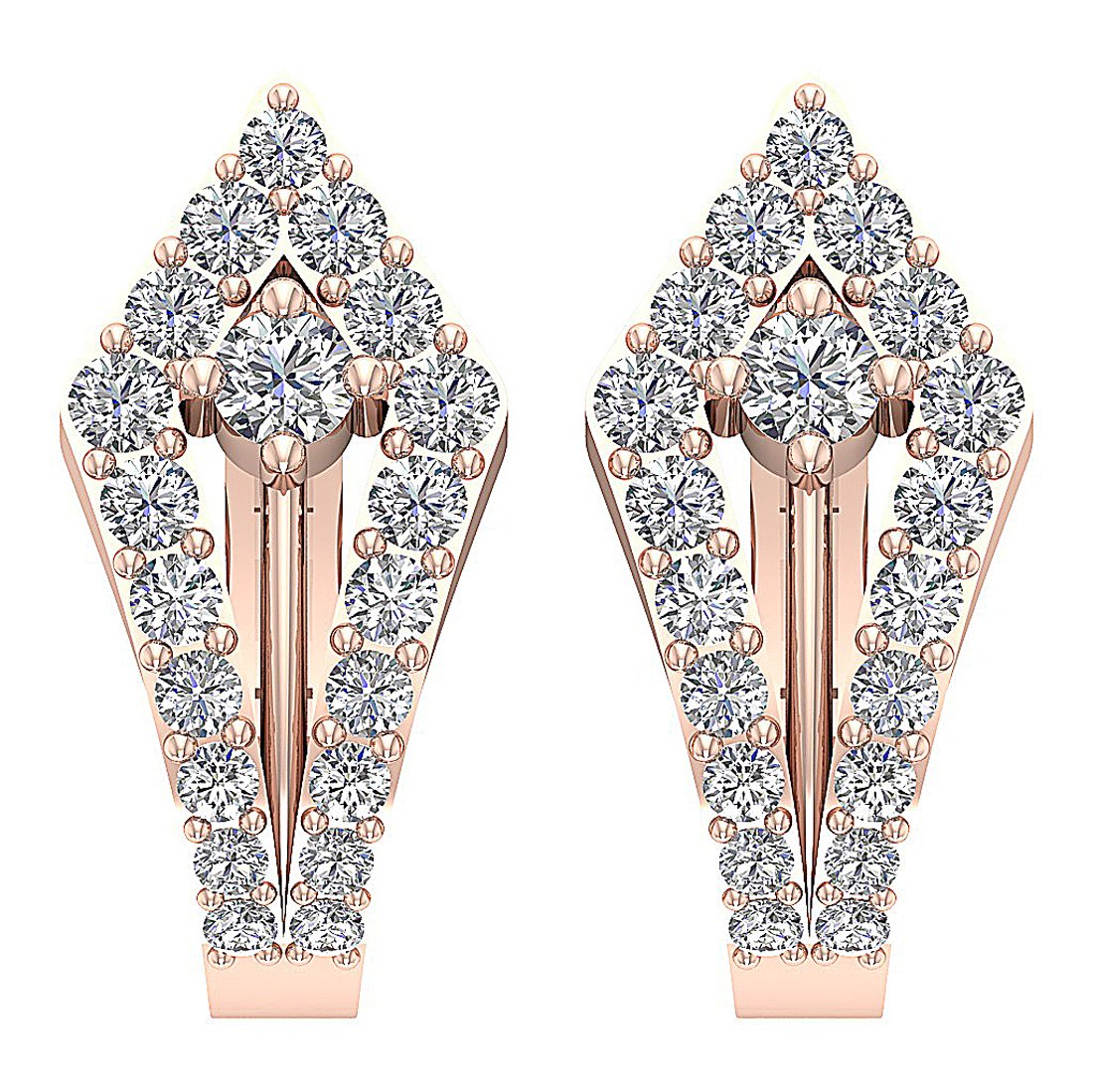 Medium Hoop Wedding Earrings Genuine Diamond VVS1/VS1/SI1/I1 0.90 Ct 18k/14k Solid Gold Prong Set