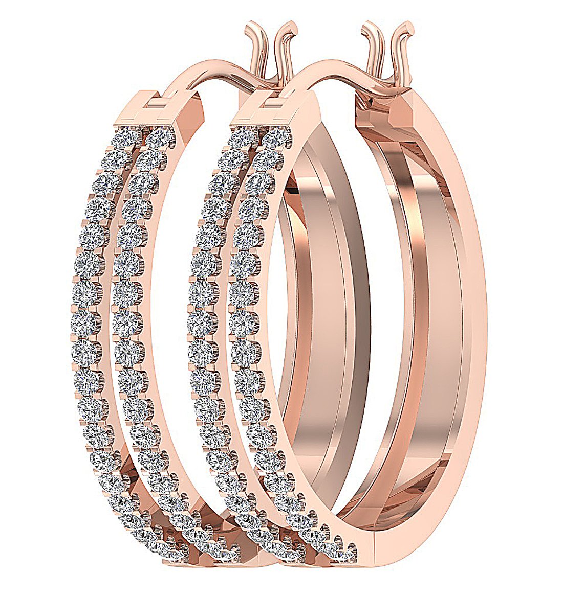 Prong Set Large Hoop Anniversary Earrings Round Diamond VVS1/VS1/SI1/I1 1.10 Ct 18k/14k White Gold