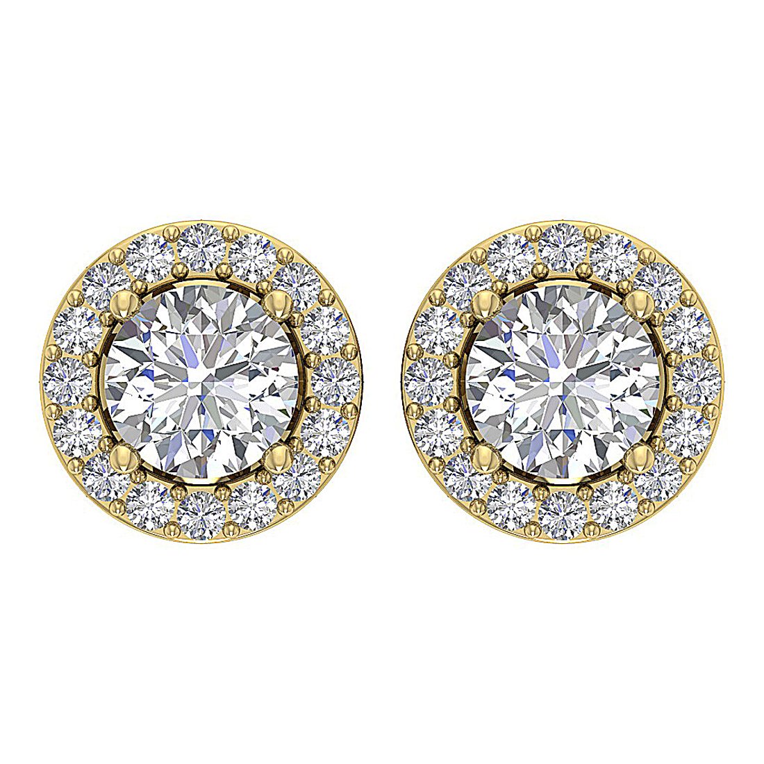 14k Solid Gold Genuine Diamonds I1 G 2.11 Ct Removable Jacket Studs Earrings Set
