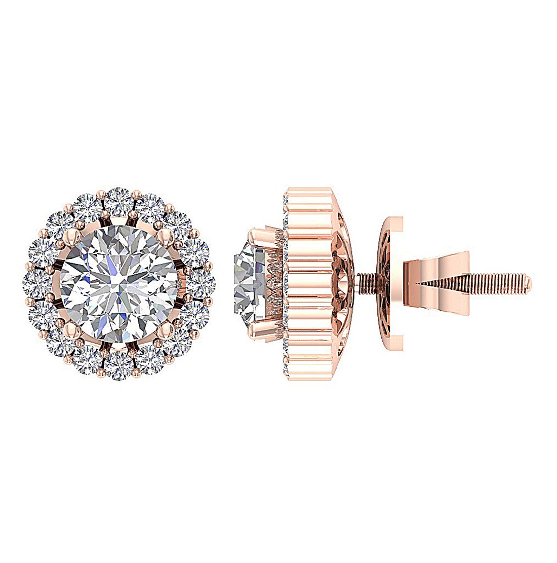 I1 G 2.11 Ct Natural Diamonds 14k Solid Gold Removable Jacket Studs Earrings Set