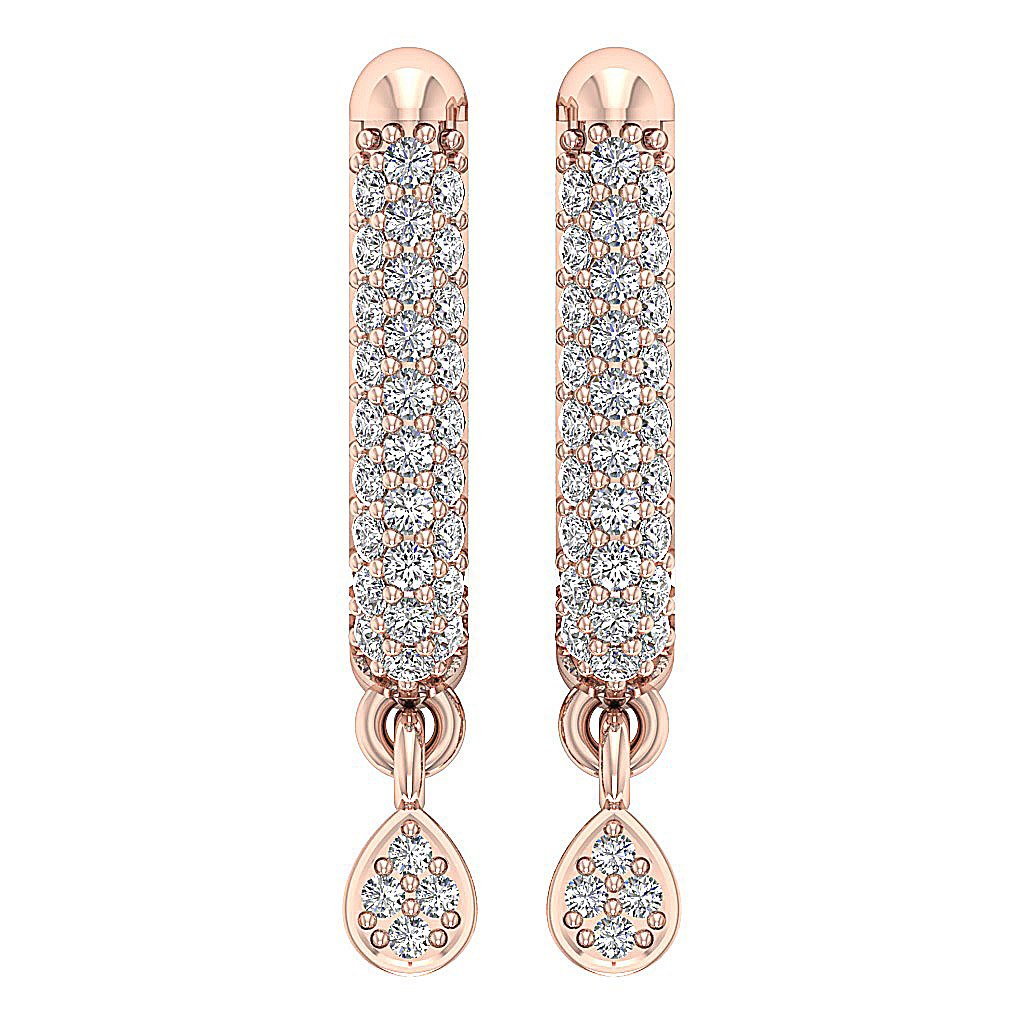 Natural Diamond Medium Hoop Engagement Earrings VVS1/VS1/SI1/I1 0.70 Ct 18k/14k White Gold Pave Set