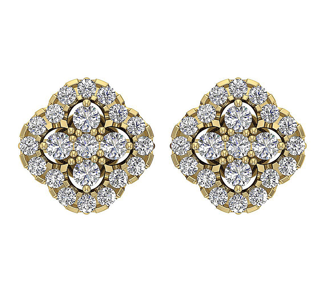 Solitaire Studs Anniversary Earring Round Diamond SI1/I1 G 0.80 Ct 18k/14k Solid Gold Prong Set
