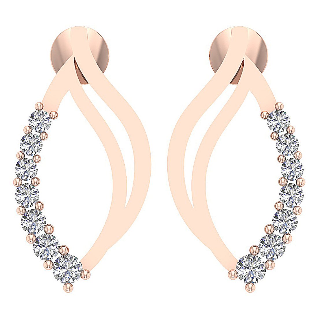 18k/14k Rose Gold Fashion Wedding Earrings Genuine Diamond SI1/I1 G 0.30 Ct Prong Set