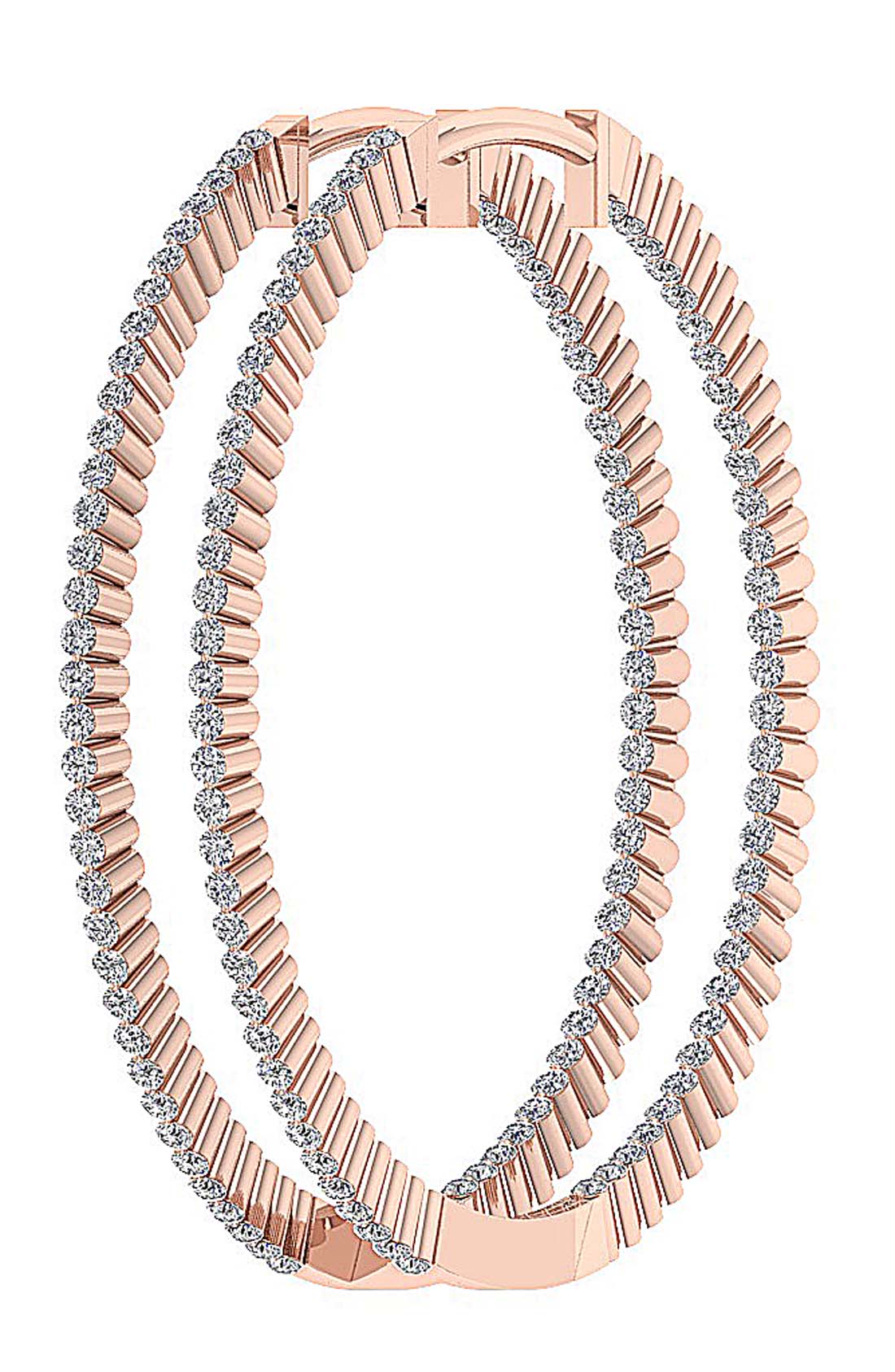 SI1/I1 G 5.70 Ct Genuine Diamond Large Hoop Wedding Earrings 18k/14k White Yellow Rose Gold Prong Set
