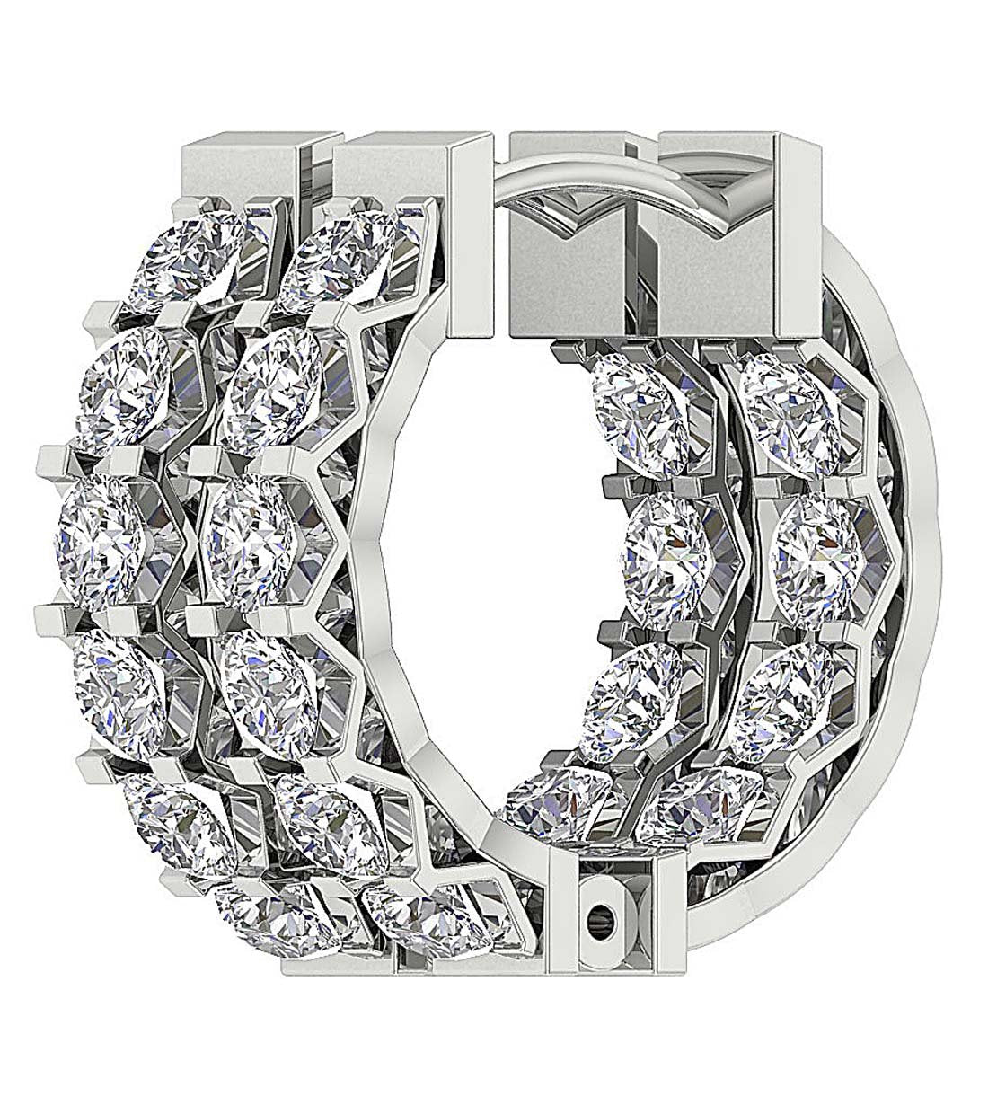 Designer Large Hoop Anniversary Earrings Round Diamond SI1/I1 G 3.50 Ct 18k/14k Solid Gold Prong Set