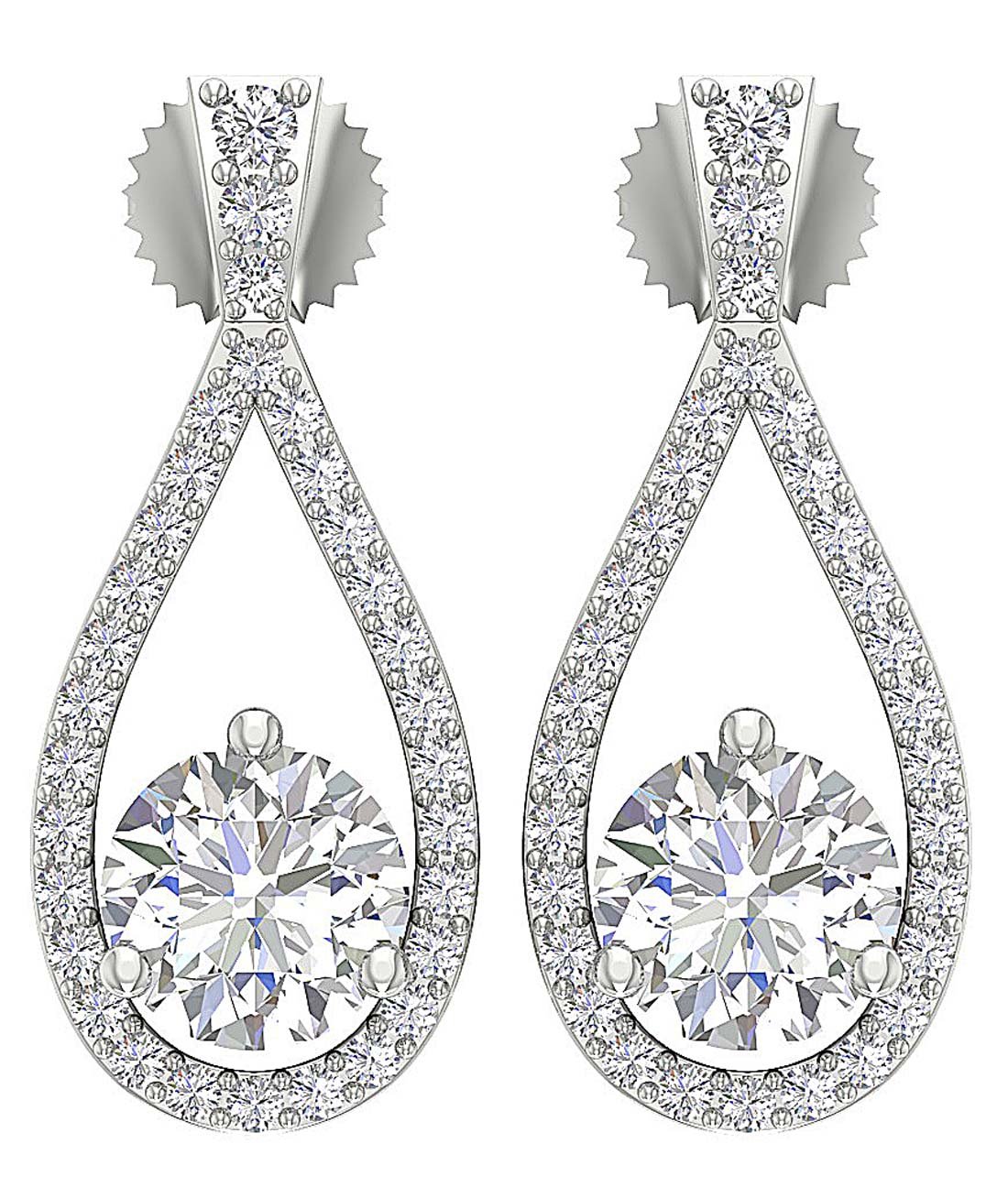 Dangle Engagement Earring Natural Diamond SI1/I1 G 1.65 Ct 18k/14k Solid Gold Prong Set