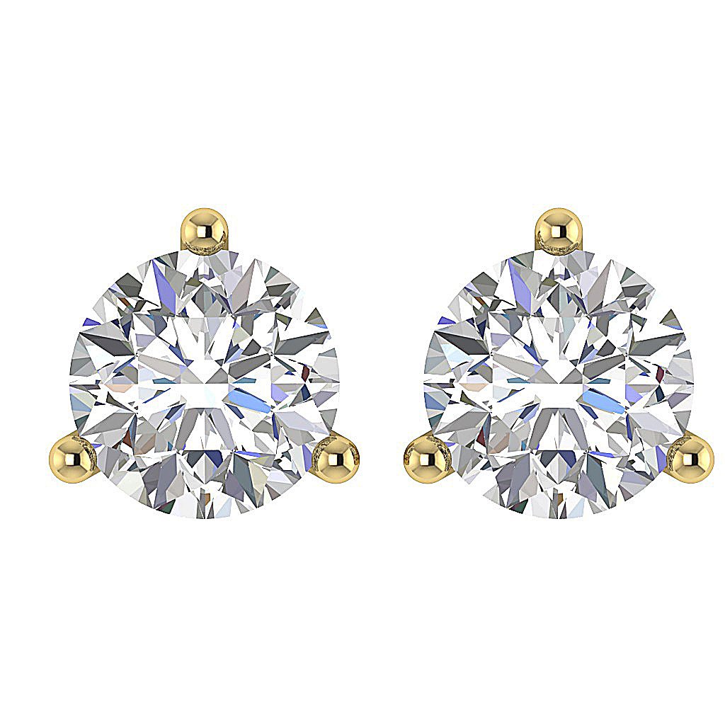 Round Diamond Solitaire Studs Anniversary Earrings VS1 E 0.45 Ct 14k/18k White Gold Prong Set
