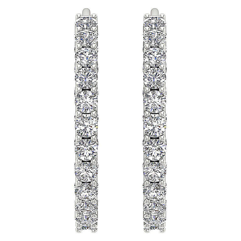 VVS1/VS1/SI1/I1 2.50 Ct Inside Outside Hoop Anniversary Earrings Round Diamond 18k/14k Yellow Gold Prong Set