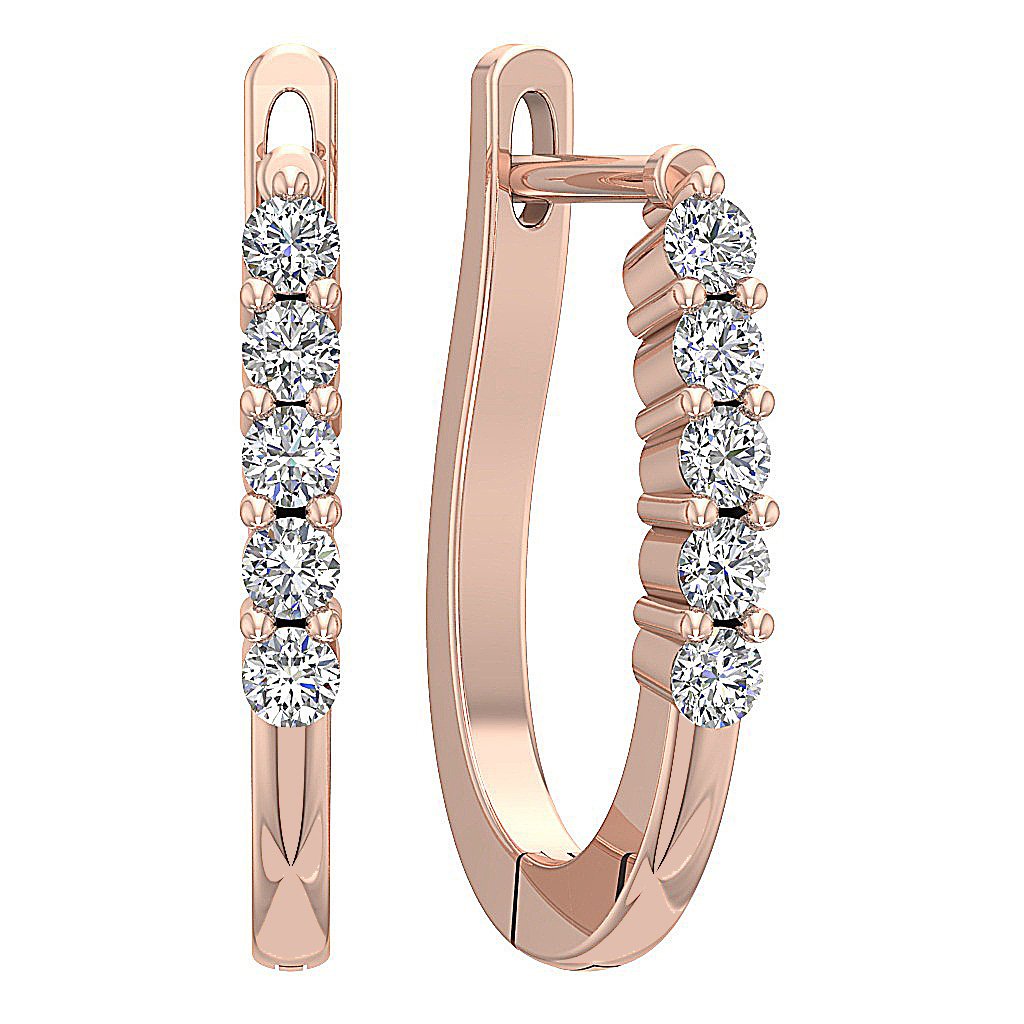 Natural Cut Diamond 14k Gold Anniversary Earring Set