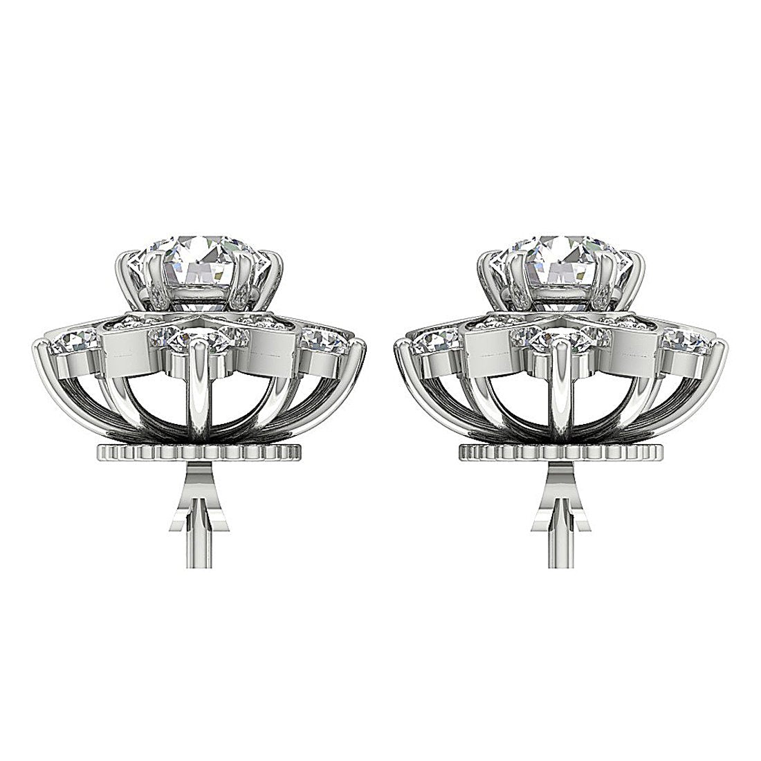 14k Gold Round Diamonds VS1/SI1/I1 G 2.30 Ct Removable Jacket Studs Earrings 12.15 MM