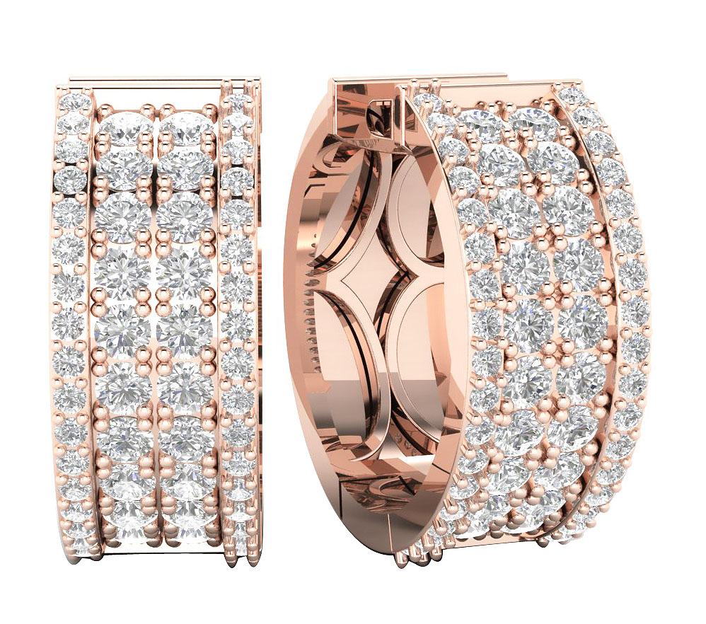 Prong Set Large Hoop Wedding Earrings Genuine Diamond VVS1/VS1/SI1/I1 2.50 Ct 18k/14k White Gold