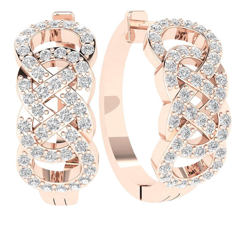 SI1/I1 G 1.00 Ct Large Hoop Wedding Earrings Genuine Diamond 18k/14k Yellow Gold Prong Set