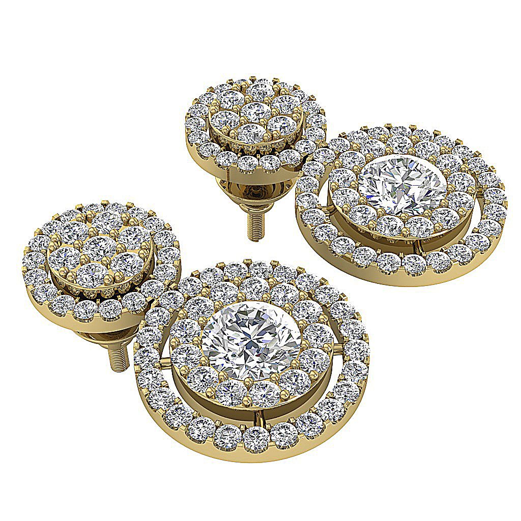 Prong Set Dangle Engagement Earrings Natural Diamond SI1/I1 G 2.55 Ct 18k/14k White Yellow Rose Gold