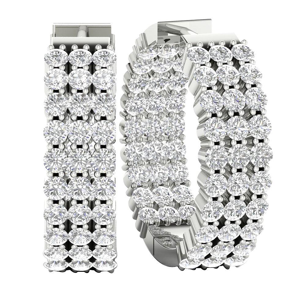 Inside Outside Large Hoop Wedding Earrings Genuine Diamond VVS1/VS1/SI1/I1 2.00 Ct 18k/14k Solid Gold Prong Set