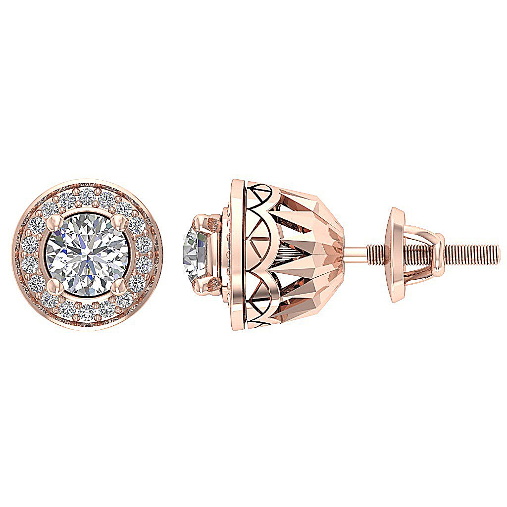 14k Solid Gold Natural Diamond VS1/SI1/I1 G 1.50 Ct Removable Jacket Studs Earrings