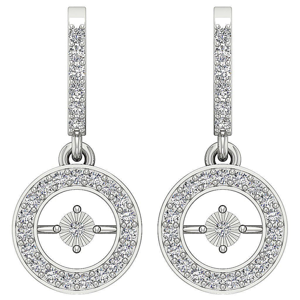 18k/14k Rose Gold Dangle Anniversary Earrings Round Diamond VVS1/VS1/SI1/I1 G 1.00 Ct Prong Bezel Set