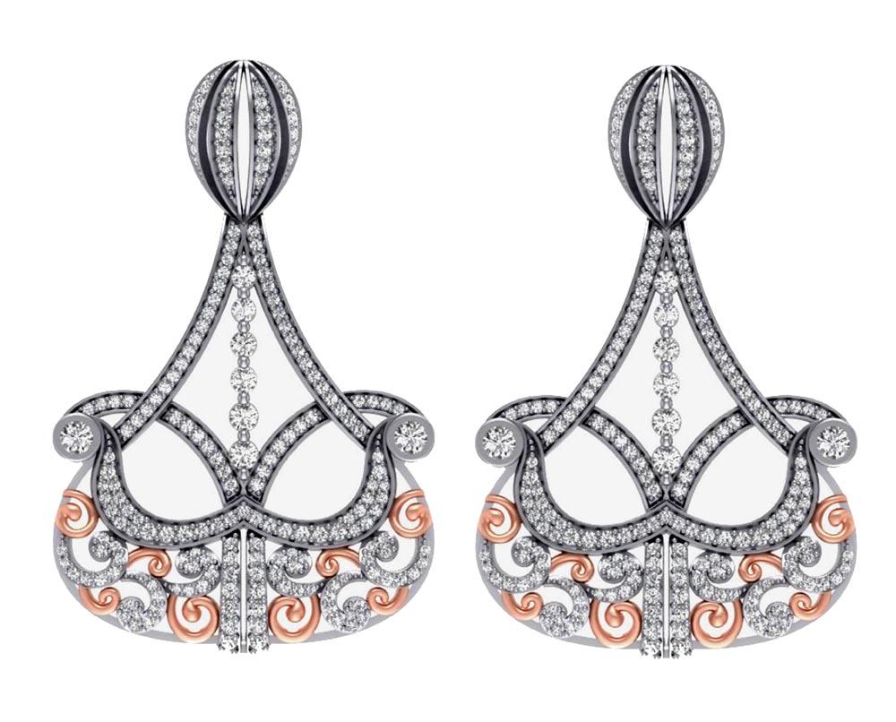 Chandelier Wedding Earring Genuine Diamond SI1/I1 G 4.00 Ct 18k/14k Solid Gold Prong Bezel Set