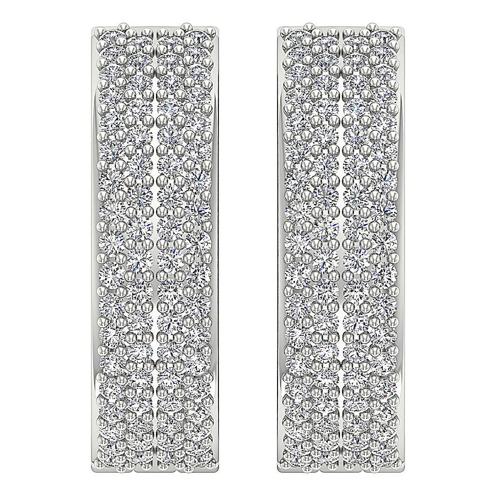 Inside Outside Hoop Anniversary Earrings Round Diamond VVS1/VS1/SI1/I1 1.25 Ct 18k/14k Solid Gold Pave Set