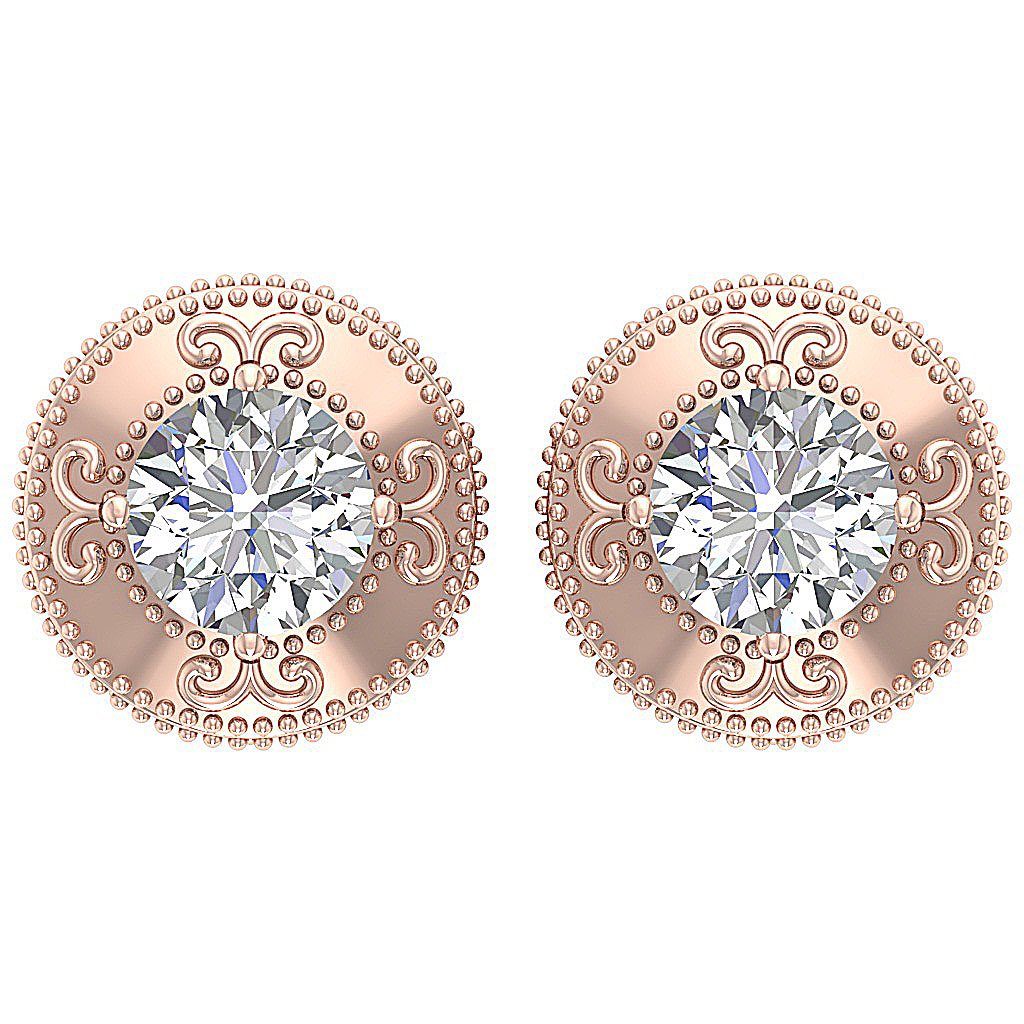 Prong Set Solitaire Studs Engagement Earring Natural Diamond VS1/SI1/I1 G 1.00 Ct 18k/14k White Yellow Rose Gold