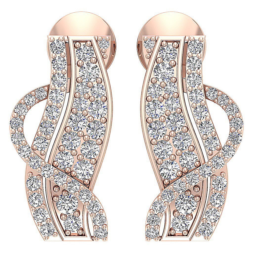 Designer Huggie Anniversary Earrings Round Diamond SI1/I1 G 0.75 Ct 18k/14k Solid Gold Prong Set