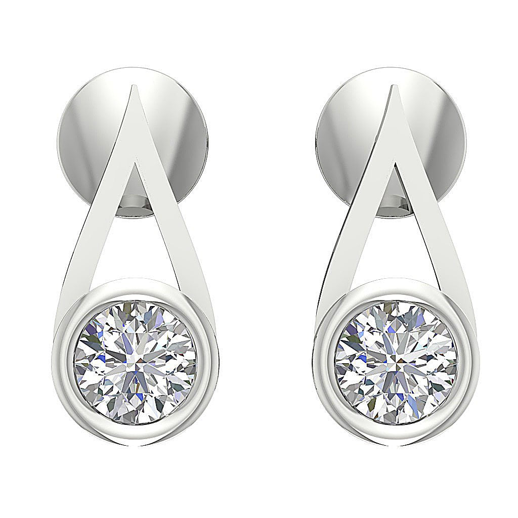 SI1/I1 G 0.50 Ct Fashion Anniversary Earrings Round Diamond 18k/14k Yellow Gold Bezel Set