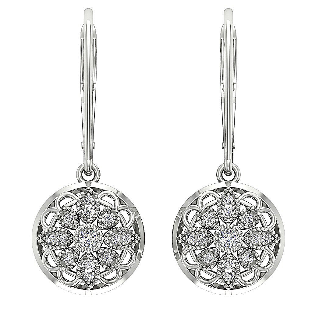 SI1/I1 G 0.25 Ct Chandelier Engagement Earring Natural Diamond 18k/14k Yellow Gold Pave Set