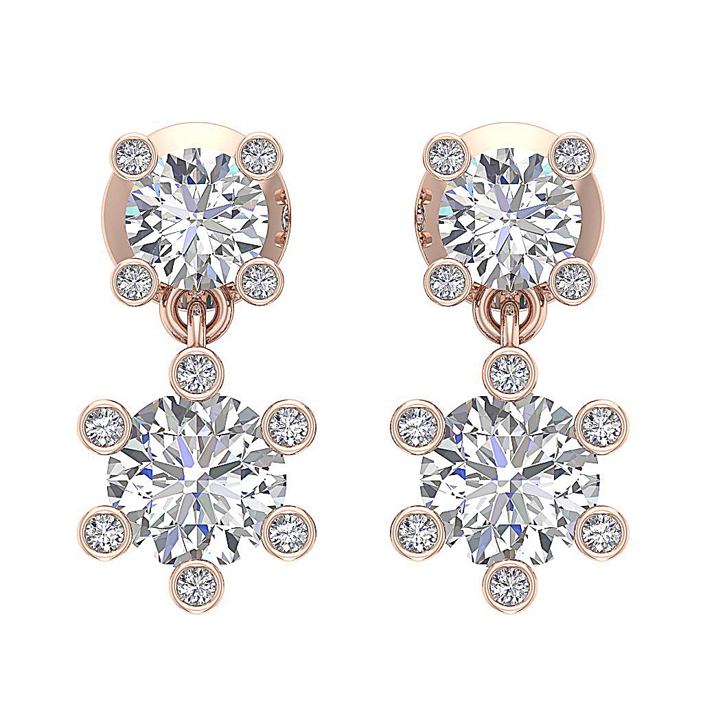 SI1/I1 G 1.70 Ct Fashion Wedding Earrings Genuine Diamond 18k/14k Yellow Gold Prong Bezel Set