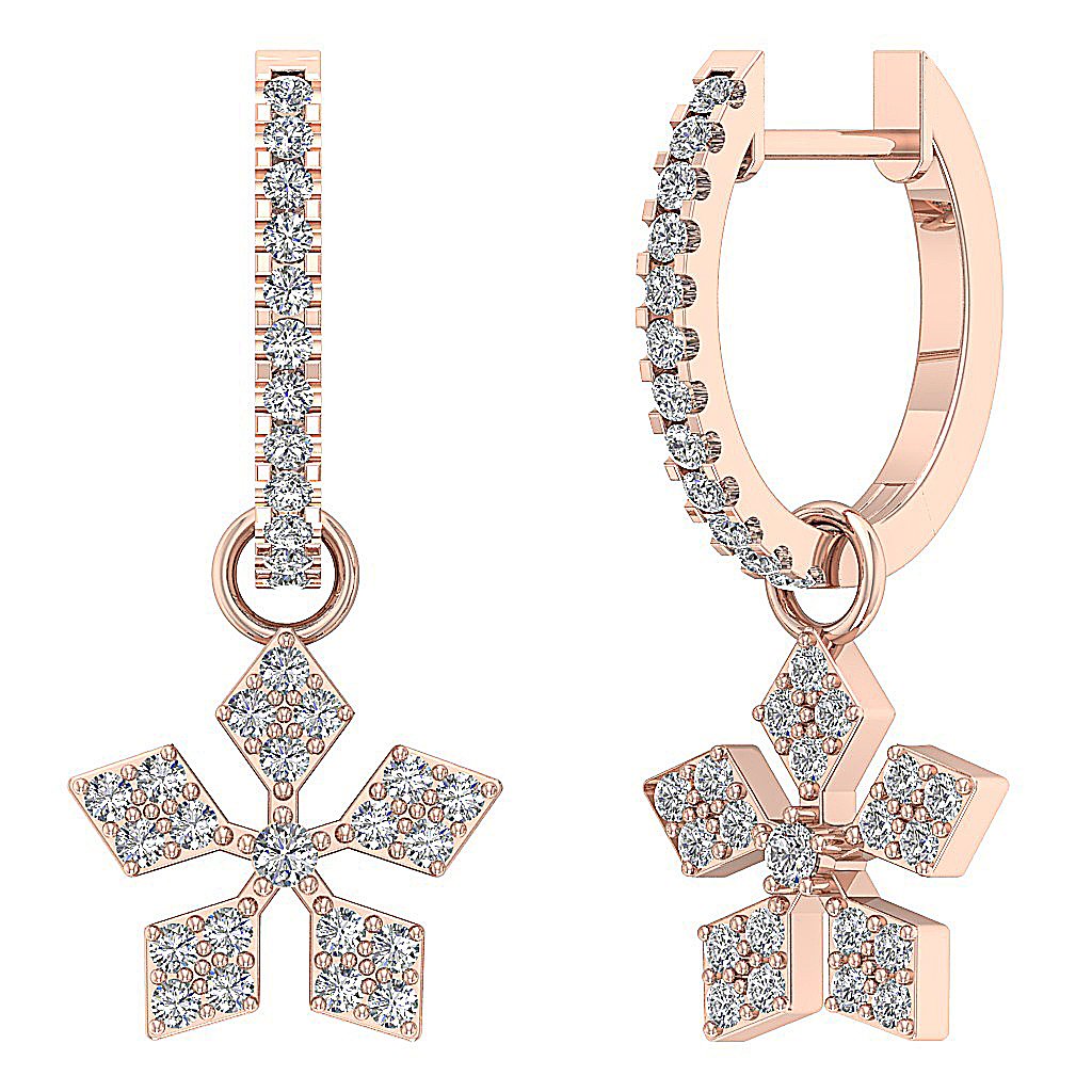 VVS1/VS1/SI1/I1 0.80 Ct Dangle Anniversary Earrings Round Diamond 18k/14k Yellow Gold Prong Set