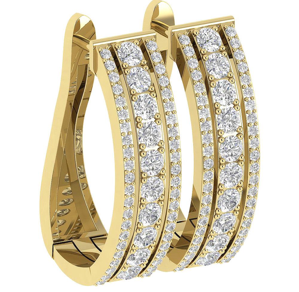 Large Hoops Engagement Earrings Natural Diamond VS1/SI1/I1 2.20Ct 18k/14k Solid Gold Prong Set