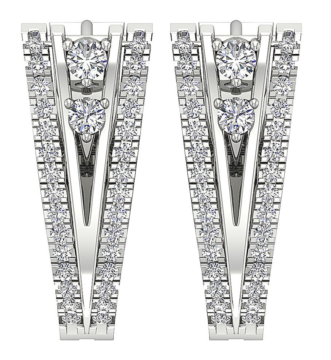 VS1/SI1/I1 G 1.00 Ct Large Hoop Engagement Earrings Natural Diamond 18k/14k White Yellow Rose Gold Prong Set