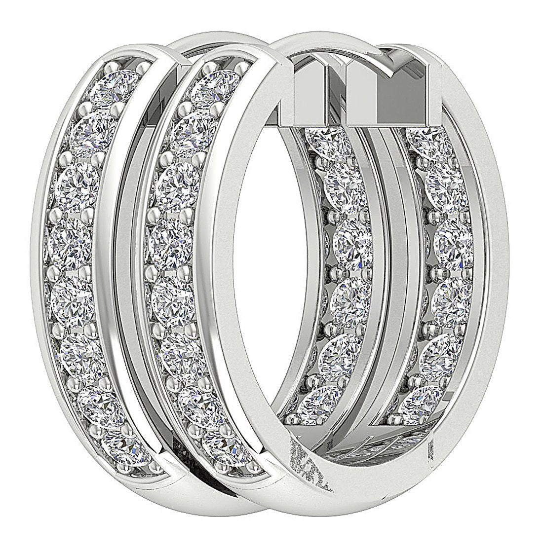 SI1/I1 G 0.30 Ct Inside Outside Hoop Engagement Earrings Natural Diamond 18k/14k Yellow Gold Prong Set
