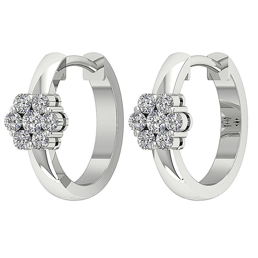 Medium Hoop Anniversary Earrings Round Diamond VVS1/VS1/SI1/I1 0.50 Ct 18k/14k Solid Gold Prong Set
